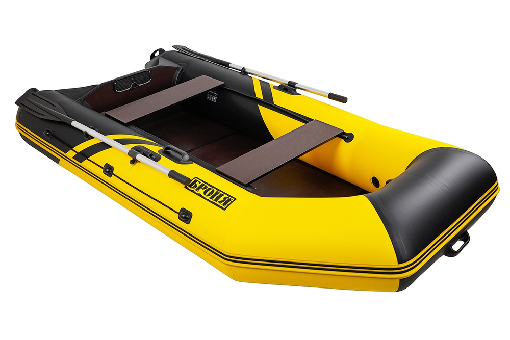 Броня-280 СК слань+киль желтый-черный (лодка ПВХ под мотор с усилением)