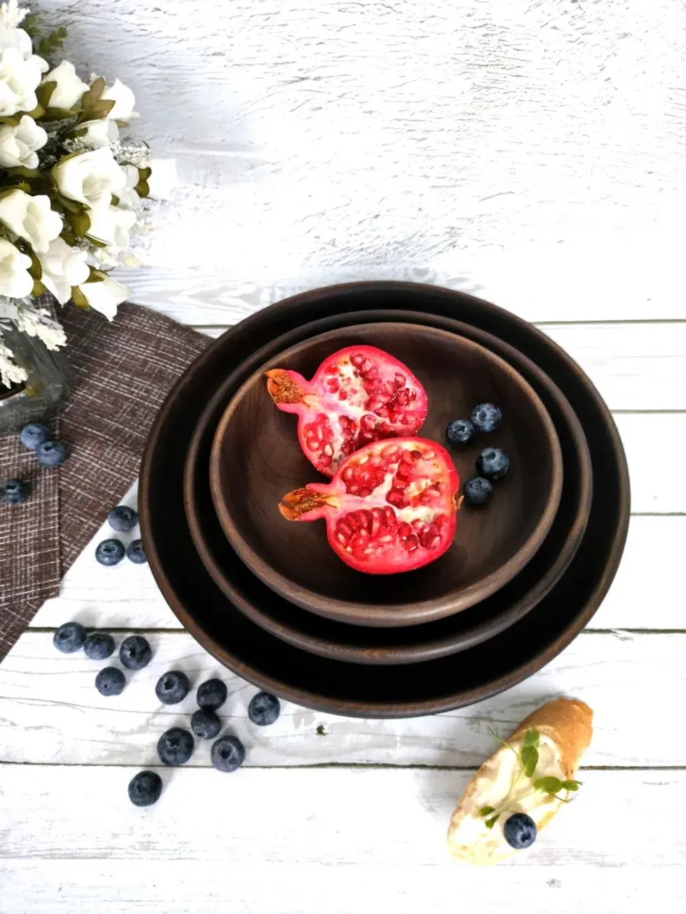 Набор деревянных сервировочных тарелок из кедра