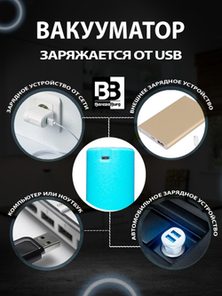 Вакууматор 500 mAh USB BerezaBurg Bbvacblu050002, голубой купить