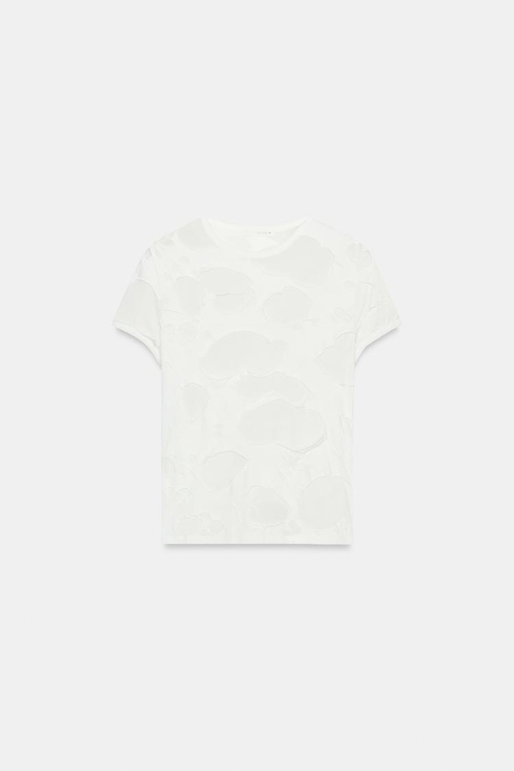 ZARA ФУТБОЛКА С РАЗРЕЗАМИ, ЖЕЛТОВАТО-БЕЛЫЙ