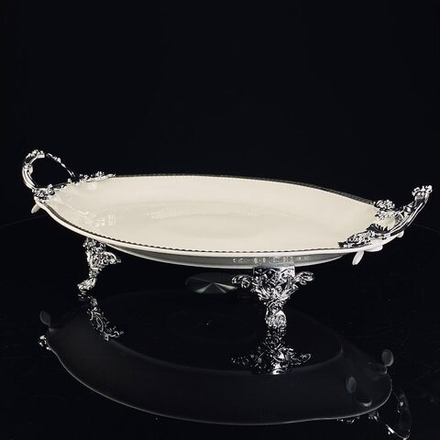 Lenardi 205-909 Блюдо 41см на ножках с ручками ATLANTIS в под.уп.(х6)Фарфор