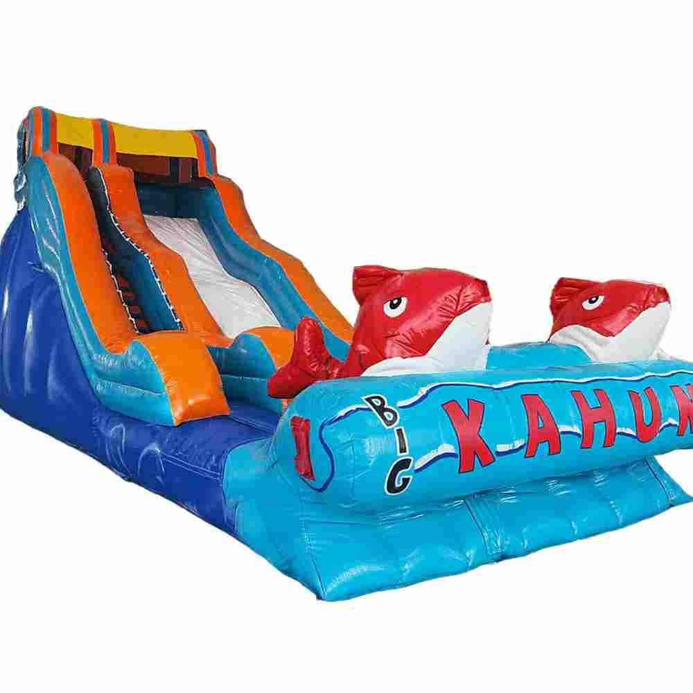 Надувная наземная водная горка «Красные рыбки», 11*4*6 м