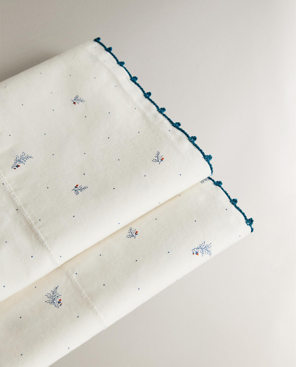 Комплект постельного белья Zara Home, 75х100 см, хлопок 100%, с растительным принтом, 1661/499