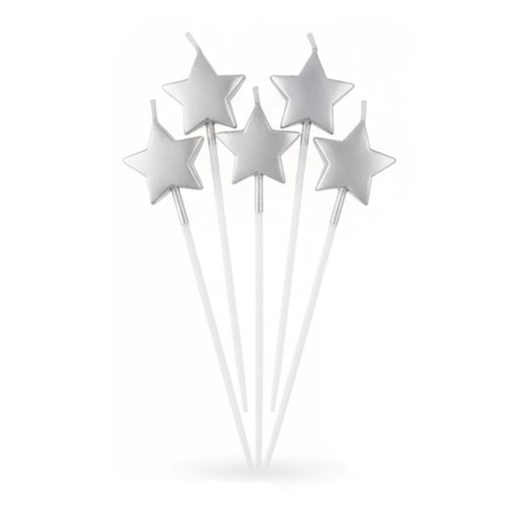 Свечи на торт «Звезда» на шпажке в ассортименте металлик 12 см, 5 шт.