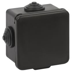 Распаячная коробка ЭРА KOR-65-65-50-4g-B открытой установки черная 65х65х50мм с гермовводами 4 вх. IP54