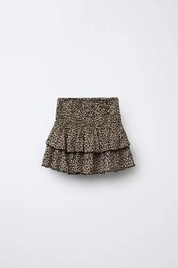 ZARA ЮБКА-ШОРТЫ С АНИМАЛИСТИЧЕСКИМ ПРИНТОМ, ЛЕОПАРДОВЫЙ