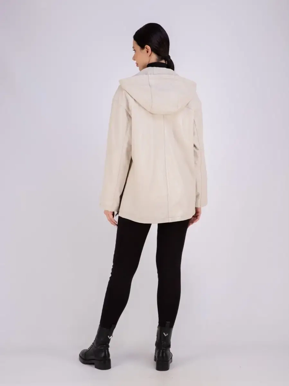 Куртка женская из натуральной кожи с капюшоном Турция