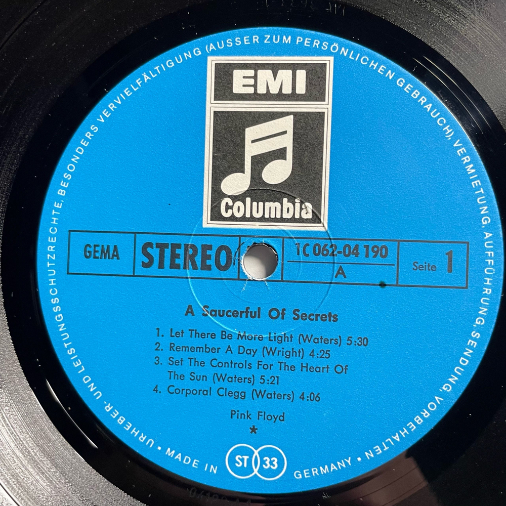 Винтажная виниловая пластинка LP Pink Floyd A Saucerful Of Secrets (Германия 1969)
