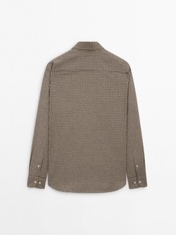 Massimo Dutti Рубашка из 100% хлопкового твила с меланжевым узором, сине-зеленый