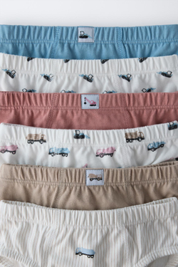 ZARA НАБОР ИЗ ШЕСТИ ТРУСОВ С ПРИНТОМ «КРАН», БЕЛЫЙ