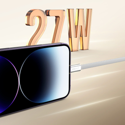 Кабель для быстрой зарядки 27W в тканевой оплетке длина 100см (1м) с разъемом Type C на Lightning, серия AUTO Series Aluminum от Dux Ducis