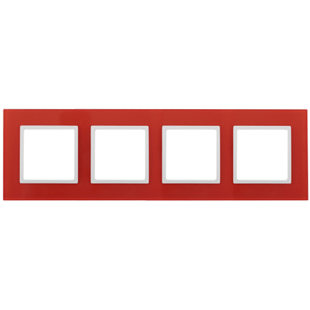 14-5104-23 ЭРА Рамка на 4 поста, стекло, Эра Elegance, красный+бел