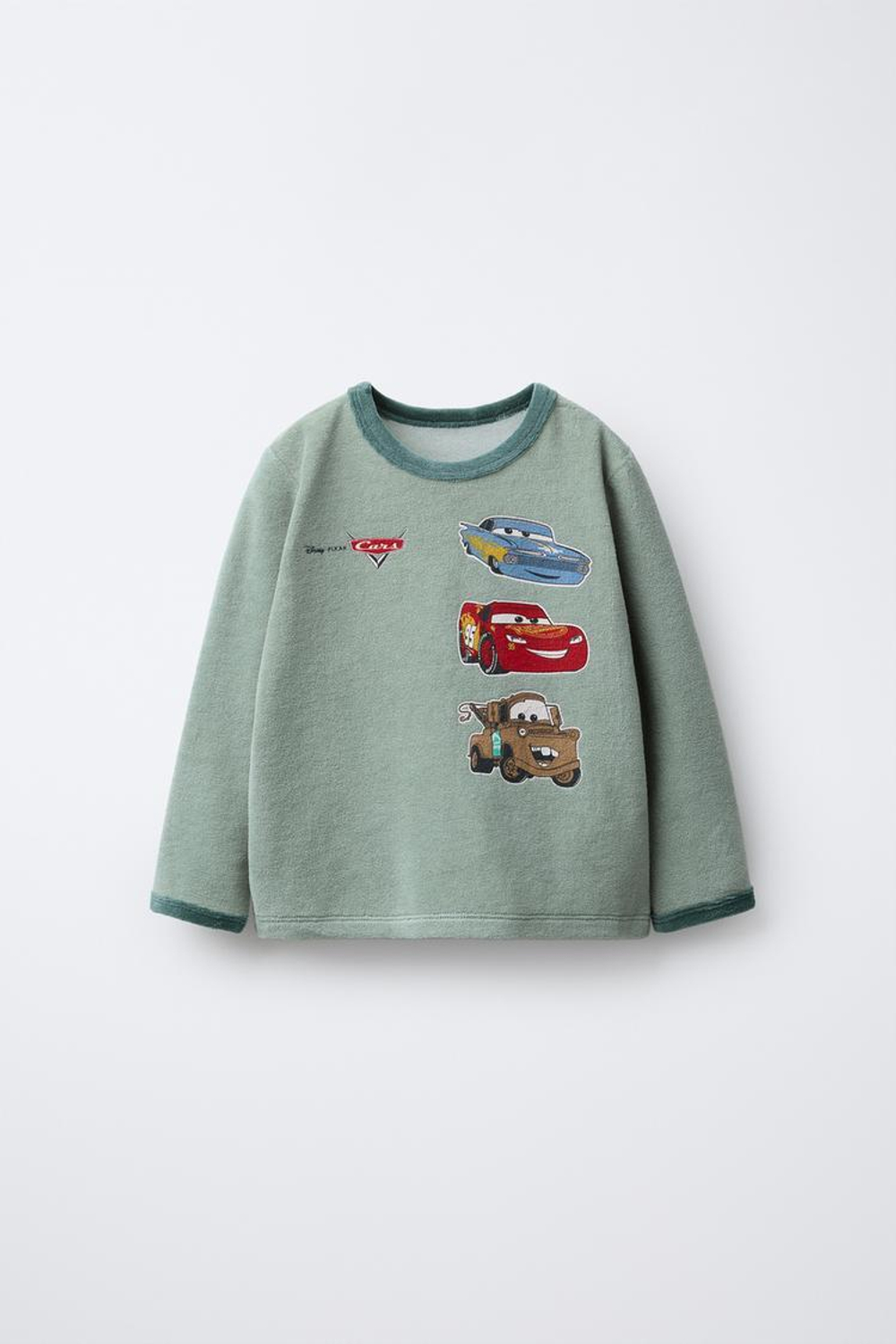 ZARA ВЕЛЬВЕТОВАЯ ПИЖАМА CARS LIGHTNING MCQUEEN AND FRIENDS © DISNEY, ЗЕЛЕНЫЙ