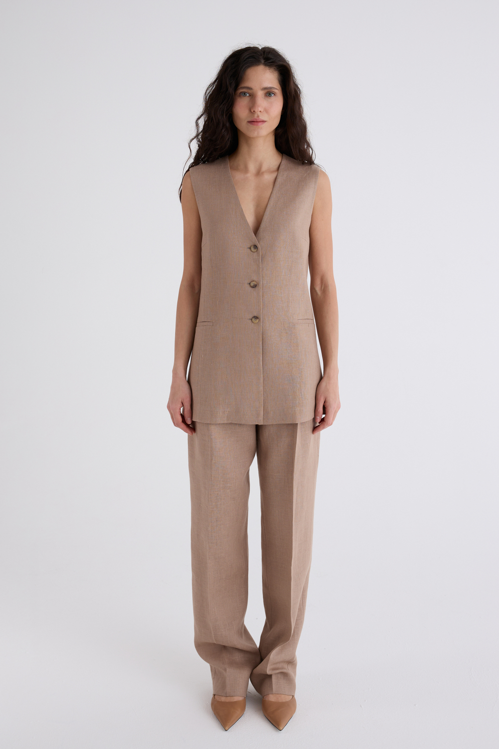 Жилет Анаис удлинённый изо льна 100%