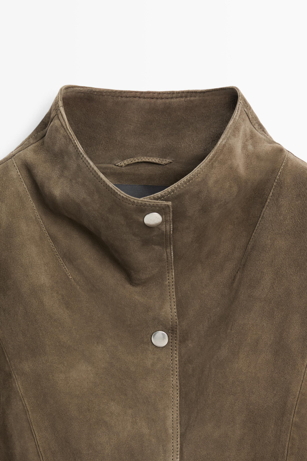 Massimo Dutti Замшевая куртка с высоким воротником, хаки
