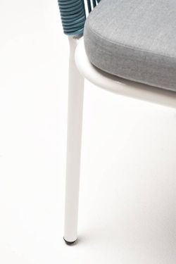 "Марсель" стул плетеный из роупа, каркас алюминий светло-серый (RAL7035) муар, роуп бирюзовый круглый, ткань светло-серая