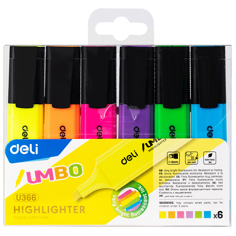 Набор текстовыделителей DELI "U366" 1-5 мм, 6 цветов