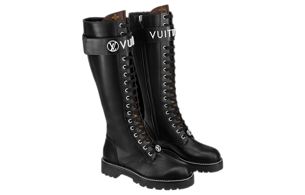LOUIS VUITTON Territory Flat High Ranger Boots "Black" Women"s