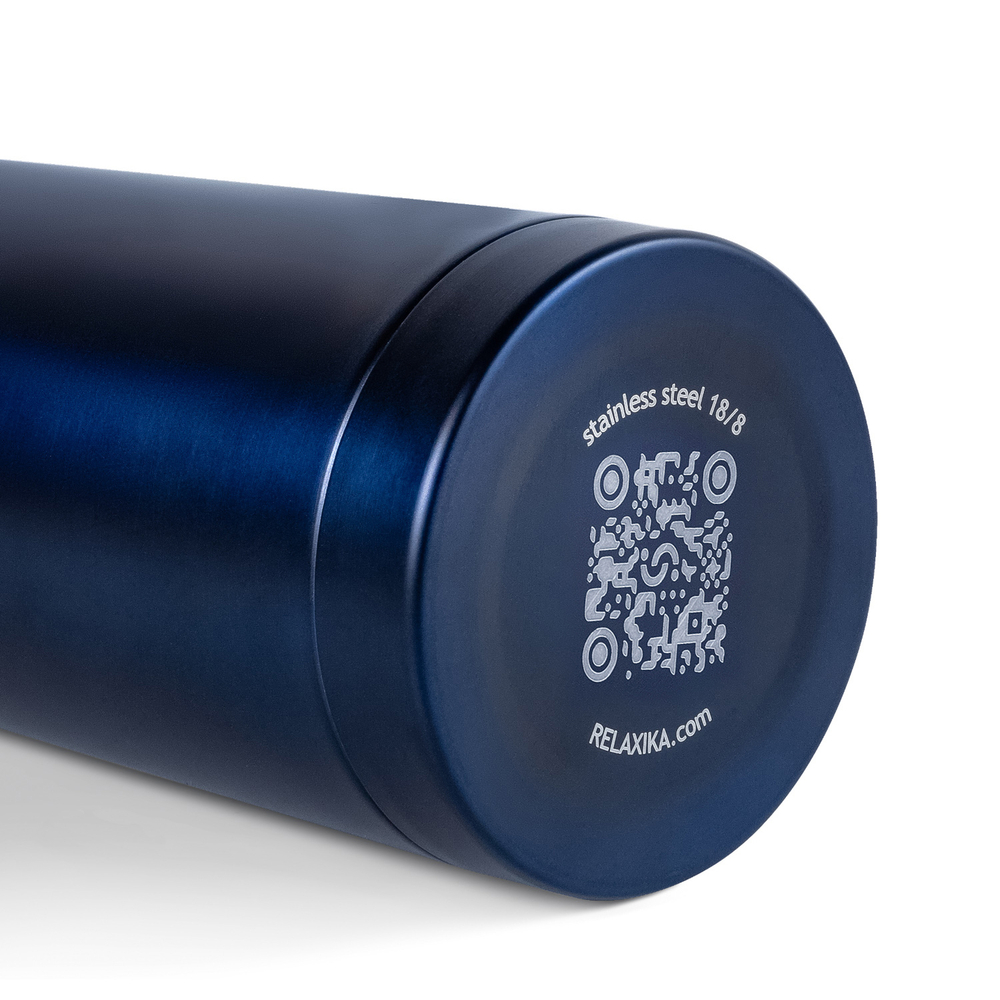 Термос Relaxika 101 (0,75 литра), темно-синий (стикерпак "7 вершин")
