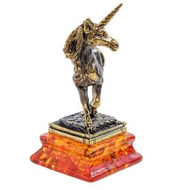 Народные промыслы AM-2141 Фигурка «Единорог» (латунь, янтарь)