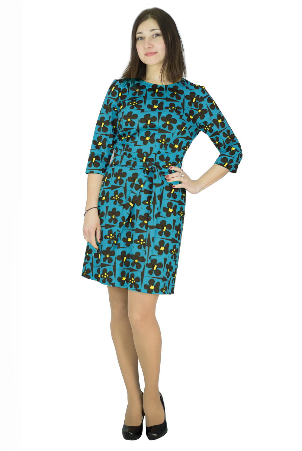 Повседневное платье 1398А, зел.цветы #362ЗЦ051398А