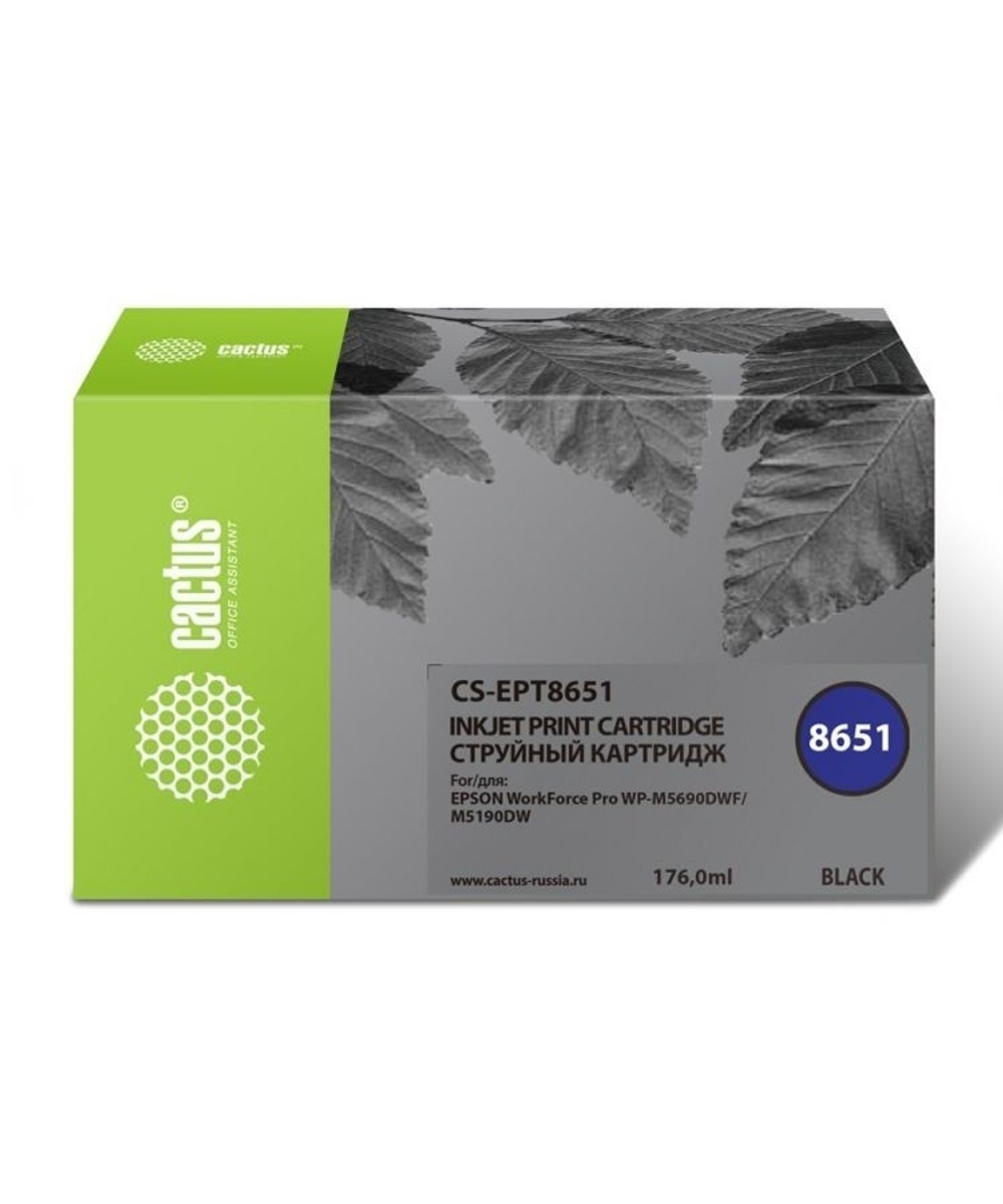 Картридж струйный Cactus CS-EPT8651 черный (8000стр.) для Epson WF5190/5690