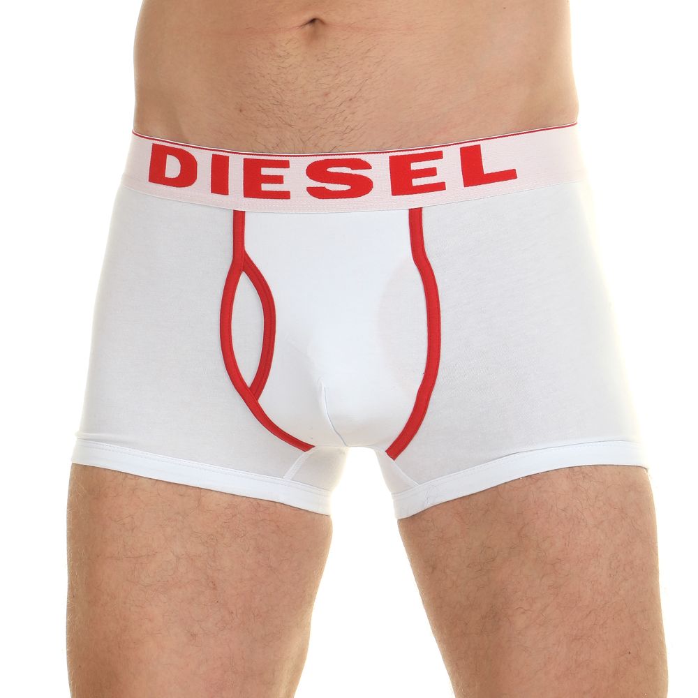 Мужские трусы боксеры белые с красными буквами Diesel