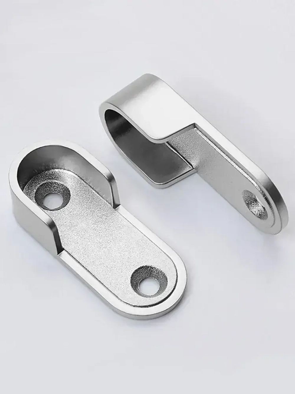 Штангодержатель мебельный для овальной штанги шириной 15,5 мм, 2 шт. OTLEX для шкафа и гардероба, боковое крепление, замак, никель