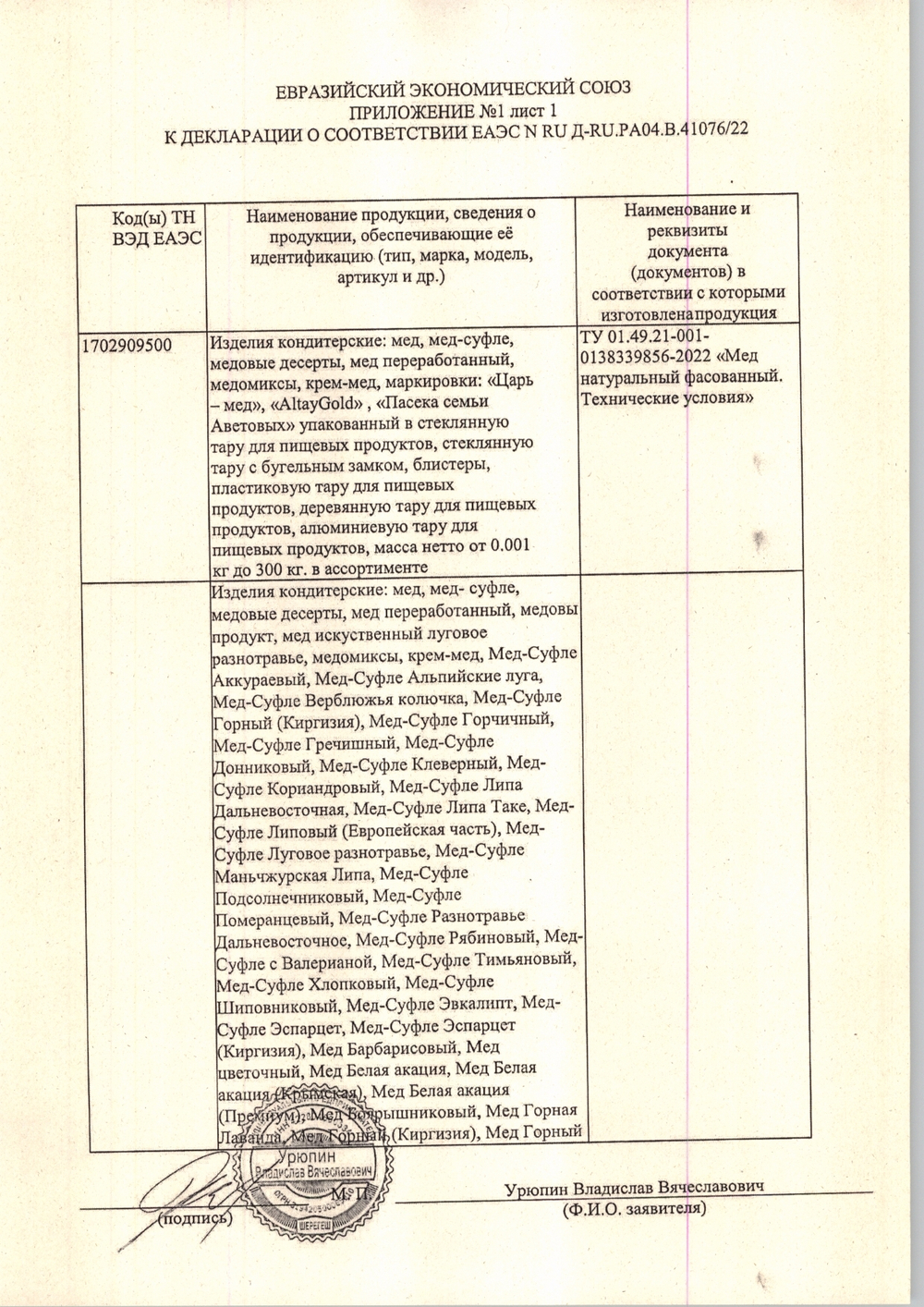 Мед Altaygold Алтайский Липовый 1кг