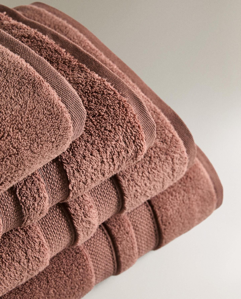 Zara Home - Очень мягкое двойное бордюрное банное полотенце, розовый, 30х50 см