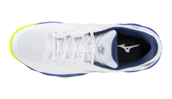 Мужские теннисные кроссовки Mizuno Wave Enforce Court CC - white/dazzling blue/light yellow