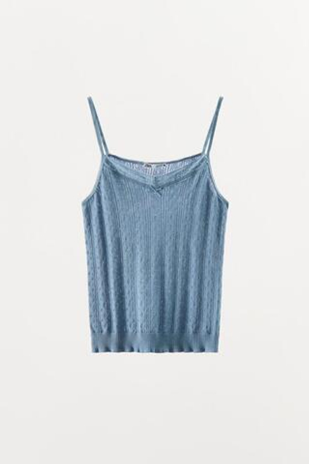 ZARA ТОП НА БРЕТЕЛЯХ, СИНИЙ