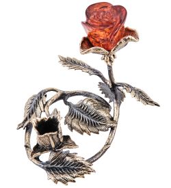 Народные промыслы AM-3970 Подсвечник «Роза» (латунь, янтарь)