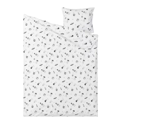 AFTONSPARV АФТОНСПАРВ Пододеяльник и наволочка, космический белый/черный,150х200/50х60 см