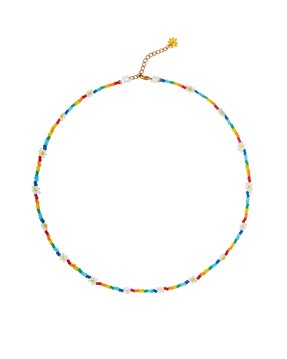 Колье-бисер, радуга, цветы