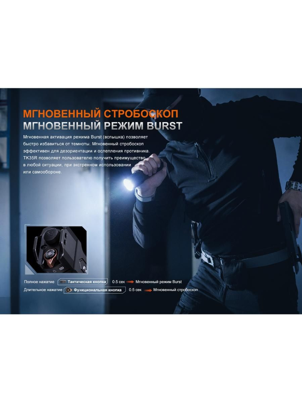 Фонарь Fenix тактический TK35R 5800 люмен с ультрафиолетом