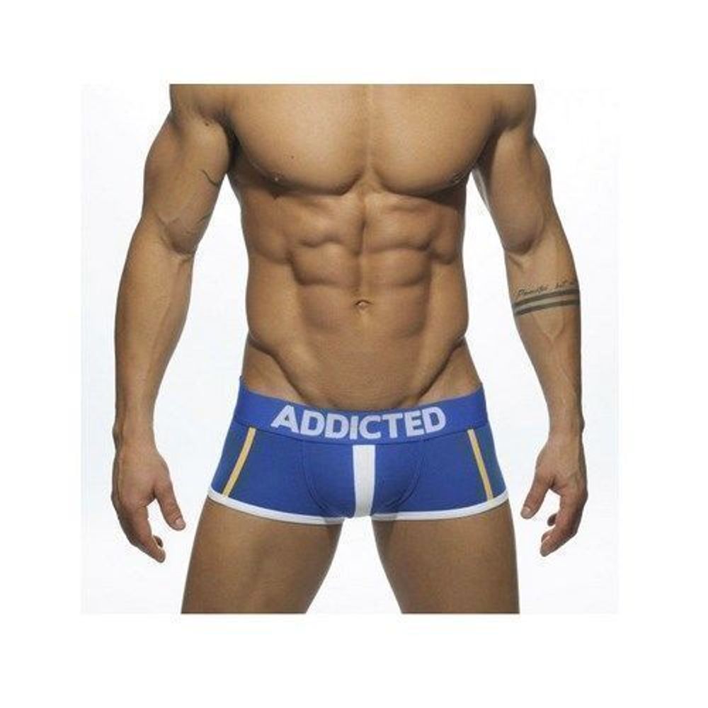 Мужские трусы хипсы голубые с белой полоской посередине Addicted BRIEF BLUE