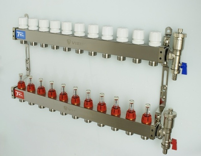 Колл. группа БЕЗ КРАНОВ (КВАДРАТ,нерж) с расход. 11-вых. ViEiR (2/1шт) Т