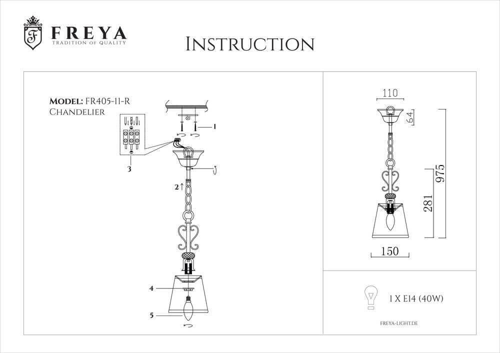 Подвесной светильник Freya FR2405-PL-01-BZ