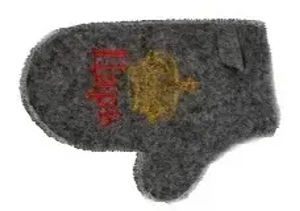 Рукавичка для бани из серого войлока «ЦАРЬ» TM ”Бацькина баня»