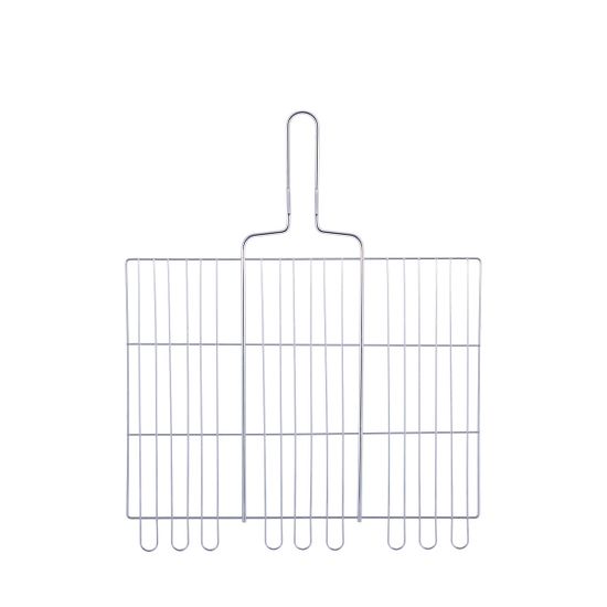 Решетка для гриля глубокая 42,5х32х7 см. из хромированной стали СКАУТ СК-0706 с деревянными ручками