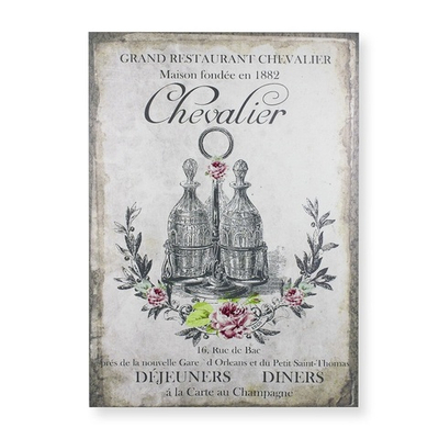 Панно "Ресторан Шевалье" 70x50x2,5см, дерево,холст