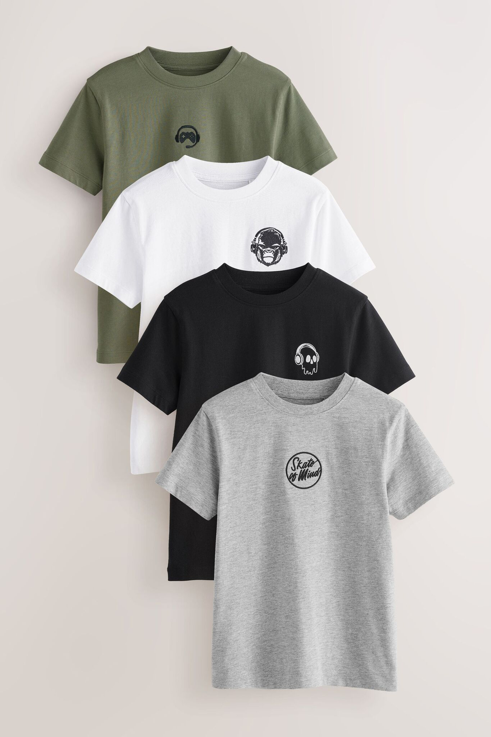 Футболка для мальчика Next E45-248, 4 шт., Черный, Белый, Хаки