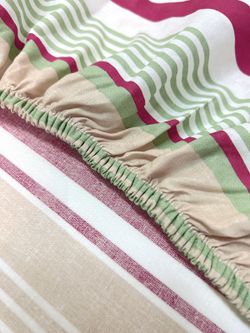 Постельное белье перкаль Сказка "Восточная полоска" 1,5-сп Наволочка 50х70 см 1 шт Простынь на резинке 90x200 см Пододеяльник 145x215 см