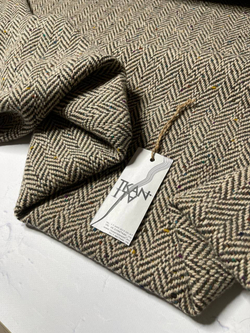 Пальтовая шерсть "елочка" с цветными мушками (Fendi, Серо-бежевая елочка/разноцветные мушки, 133, 490 гр/м2, 100%шерсть)