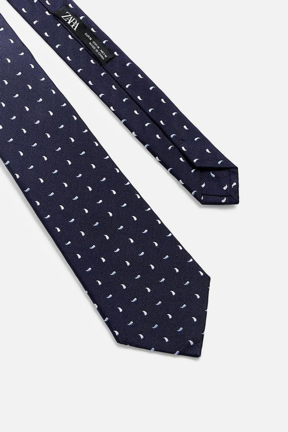 ZARA ЖАККАРДОВЫЙ ГАЛСТУК ИЗ 100% ШЕЛКА, МОРСКОЙ СИНИЙ