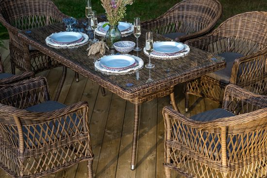 "Амароне" обеденная группа из искусственного ротанга на 6 персон, цвет коричневый