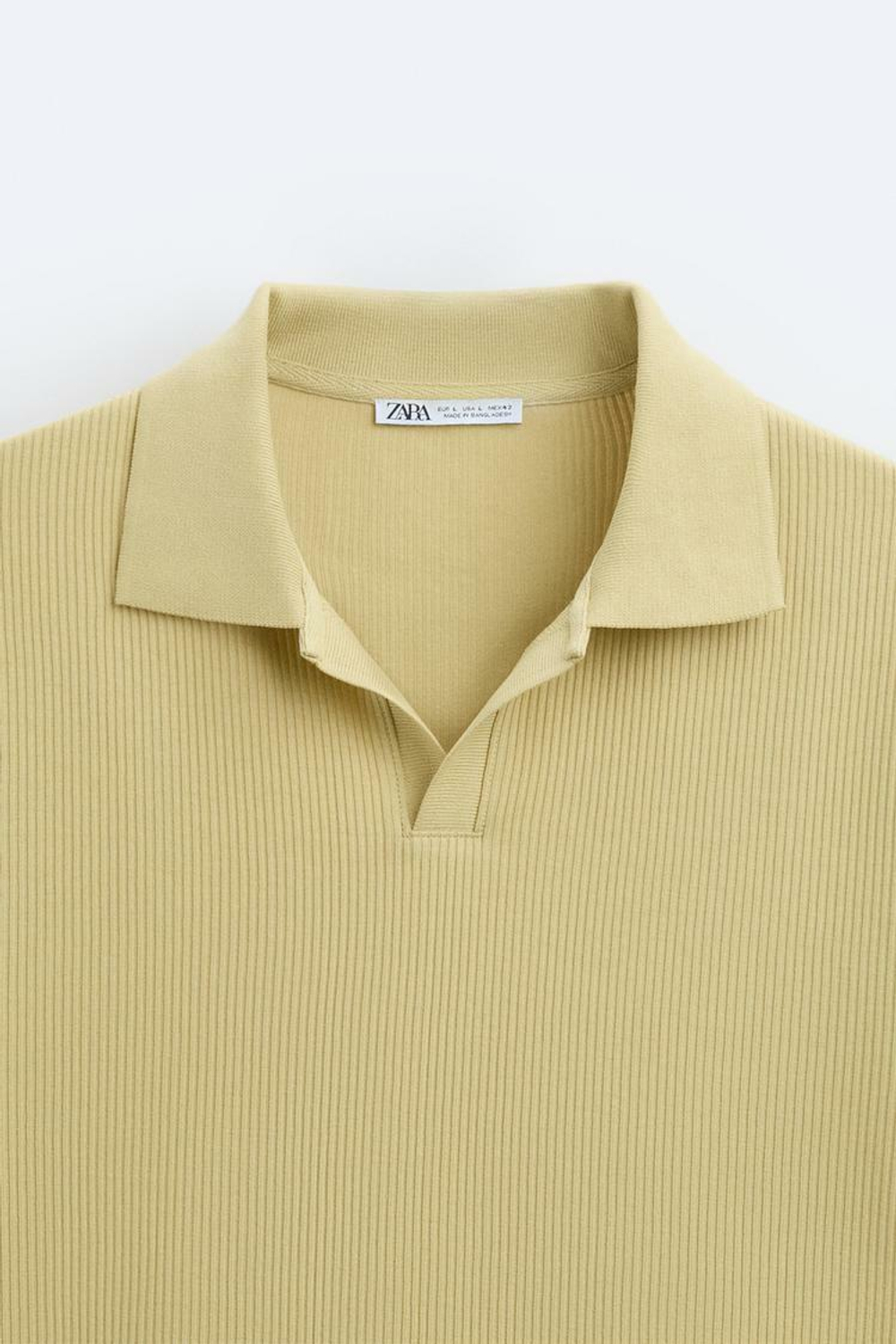 ZARA ПОЛО ИЗ РЕЛЬЕФНОЙ ТКАНИ, ЖЕЛТОВАТЫЙ