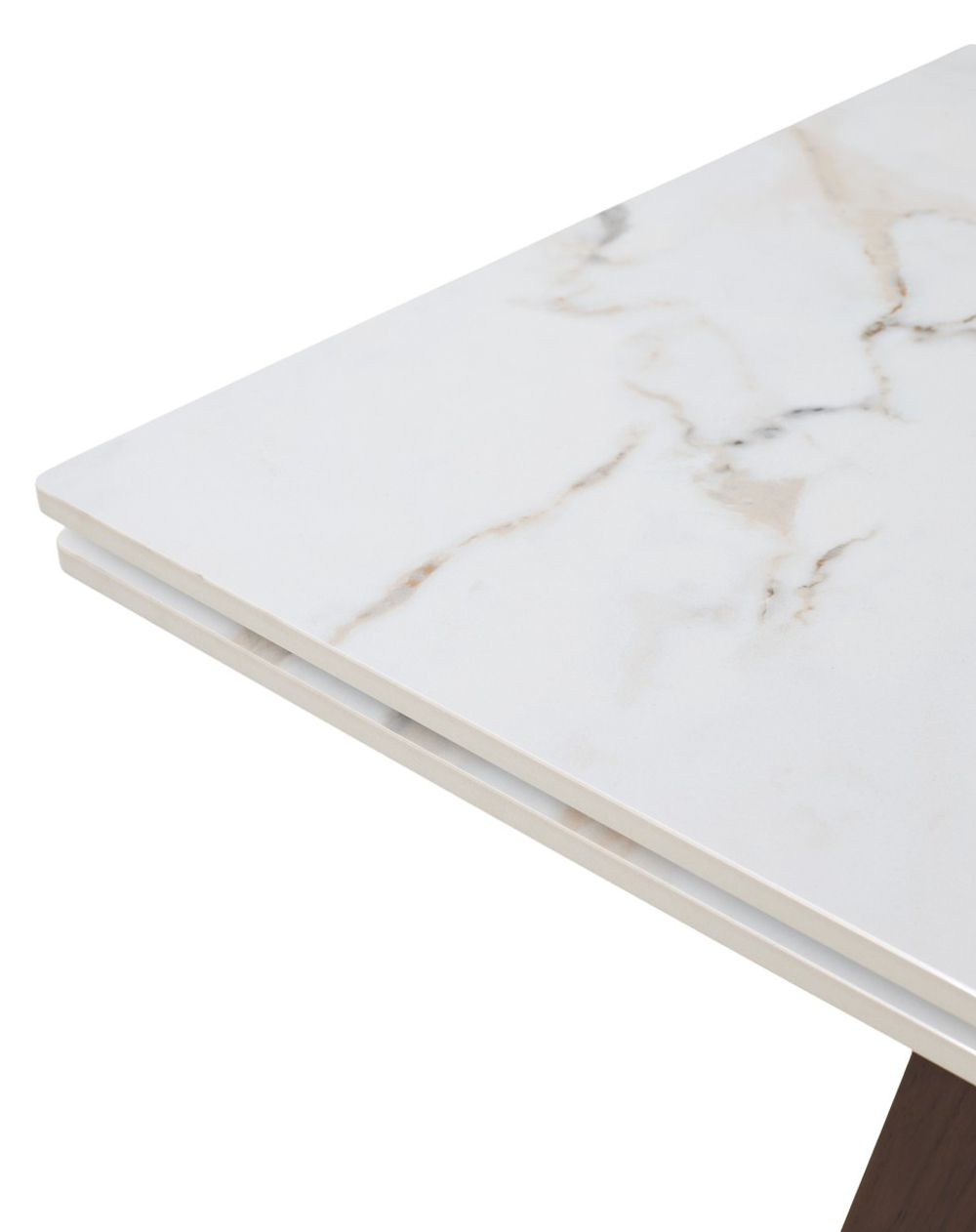 Стол BETIS 180 MATTE GILDED WHITE SOLID CERAMIC / Орех, ®DISAUR