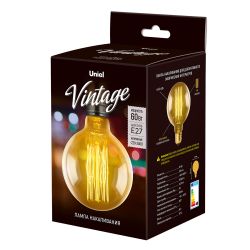 IL-V-G95-60-GOLDEN-E27 VW01 Лампа накаливания Vintage. Форма шар. Форма нити VW. Картон. ТМ Uniel